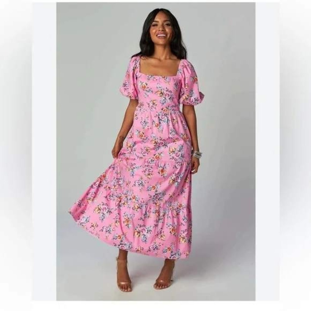 Buddy Love Posie Puff Sleeve Maxi Dress in pink - Size‎ Medium